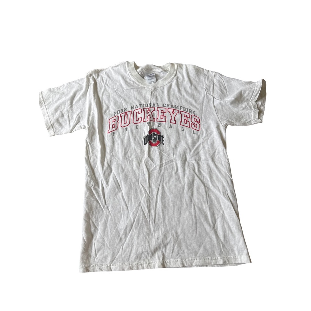 Ohio State Buckeyes 2002 National Champions Shirt Mens Medium White Gildan Tee